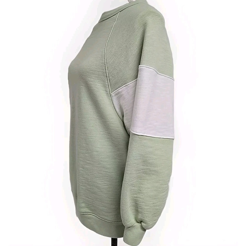 Madewell MWL Oversized Raglan Sweatshirt Colorblock White & Green Women's Sz XXS - Picture 4 of 12